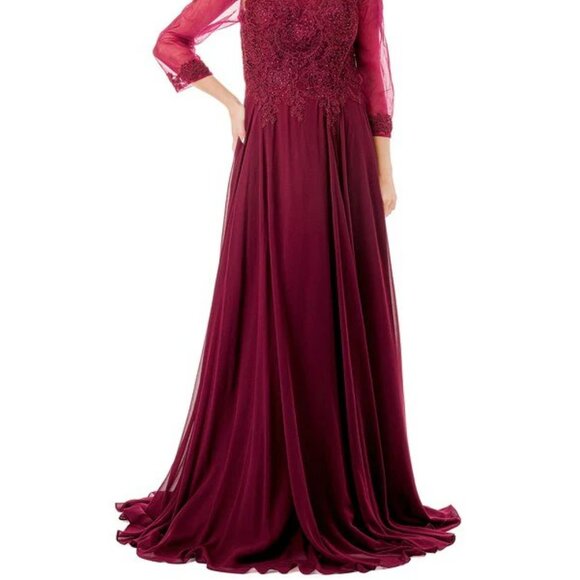 New A-Line MOB Formal Plus Size Maxi Gown w/ Round Neck & Floral Lace TC M2723JP - Picture 5 of 8